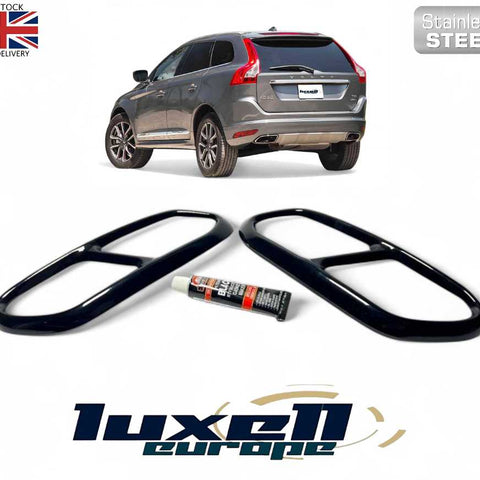 Black Stainless Steel Rear Muffler Exhaust Trim Frame for Volvo XC60 2013–2017 | Premium Fit & Stylish Finish - Luxell Europe