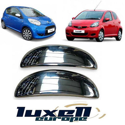 Chrome Door Handle Cover Set for Citroen C1 2005-2014, Peugeot 206 1998-2006, Toyota Aygo 2007-2014 (2-Door, 2 Pieces Stainless Steel) - Luxell Europe