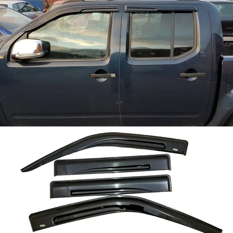 Fits Nissan Navara D40 2005-2014 Wind Rain Deflector , Side Door Window Vent Visor 4 Pcs - Luxell Europe