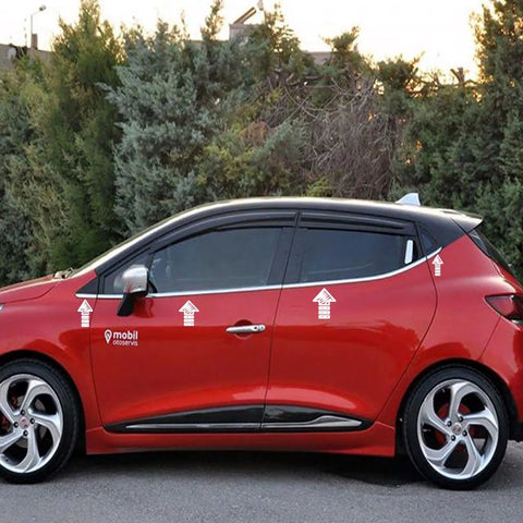 Fits Renault Clio MK4 2012-2019 Chrome Window Frame Sill Trim Strips Streamer 8 Pcs - Luxell Europe