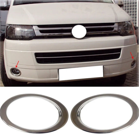 Fits VW T5 Transporter Caravelle 2010-2014 Chrome Fog Light Lamp Cover Surrounds Trim 2 Pcs - Luxell Europe