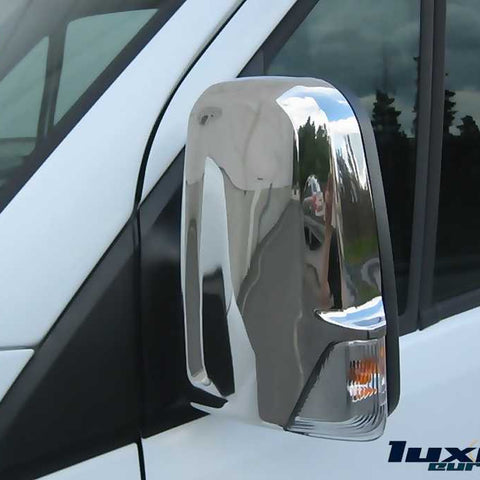 2x Chrome Wing Mirror Covers | Stainless Steel for Sprinter W906 & Crafter (2006 - 2017) - Luxell Europe
