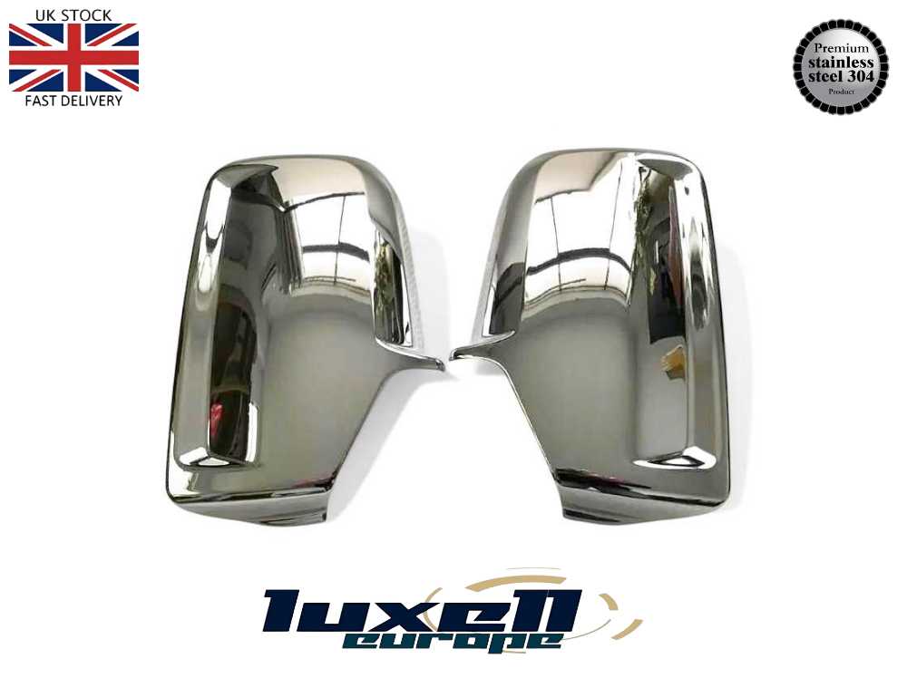 2x Chrome Wing Mirror Covers | Stainless Steel for Sprinter W906 & Crafter (2006 - 2017) - Luxell Europe