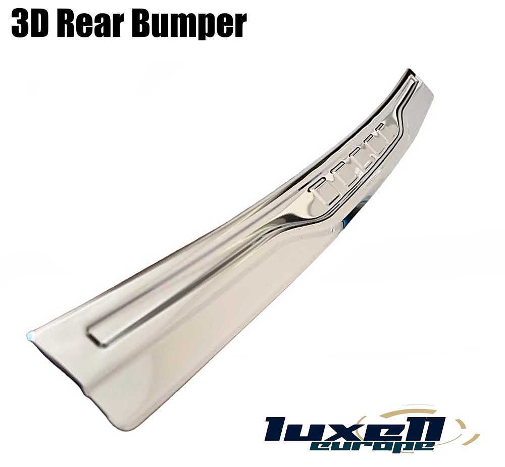 3D Rear Bumper Protector S. Steel Chrome Finish For FIAT 500 / 500X (2018-2024) - Luxell Europe