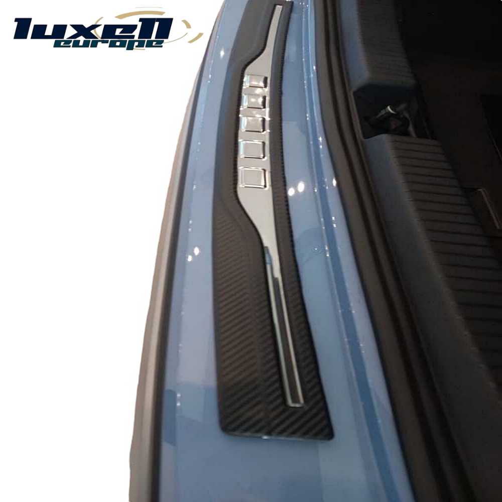 3D Rear Bumper Protector S. Steel with Carbon Fiber & Chrome For Jetta 2020 - 2024 - Luxell Europe