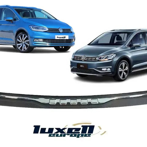 3D Rear Bumper Protector S. Steel with Carbon Fiber & Chrome For TOURAN IV 5T1 (2015 - 2024) - Luxell Europe