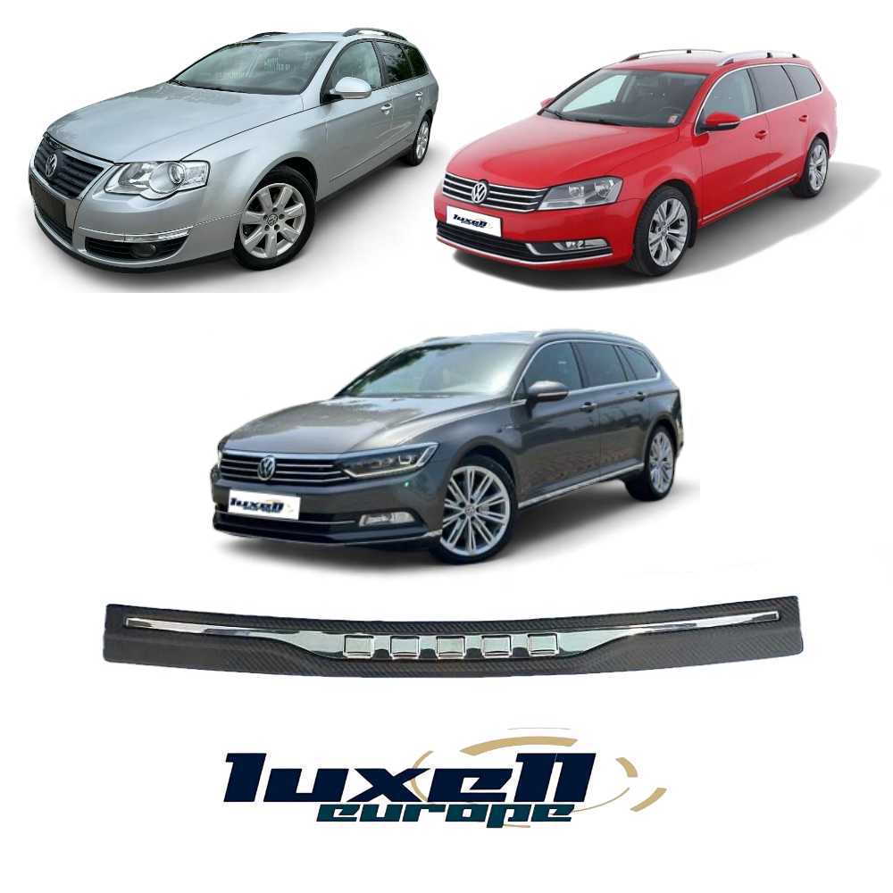 3D Rear Bumper Protector with Carbon Fiber & Chrome For PASSAT B6 - B7 - B8 - Luxell Europe