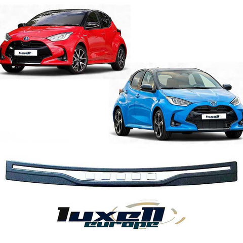 3D Stainless Steel Rear Bumper Protector with Chrome & Black ABS for TOYOTA YARIS 2020-2024 - Luxell Europe