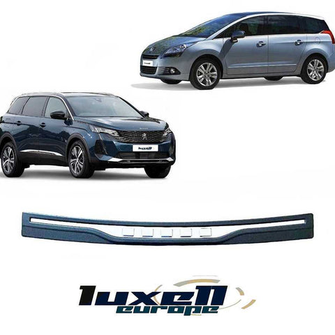 3D Stainless Steel Rear Bumper Protector with Chrome & Matte Black ABS Coating for PEUGEOT 5008 2009+ - Luxell Europe