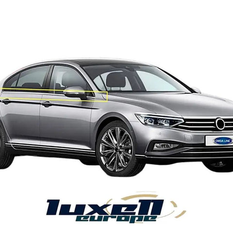 4 - Piece Chrome Plated Stainless Steel Window Frame Trim Set for Passat B8.5 Saloon (2019+) - Luxell Europe