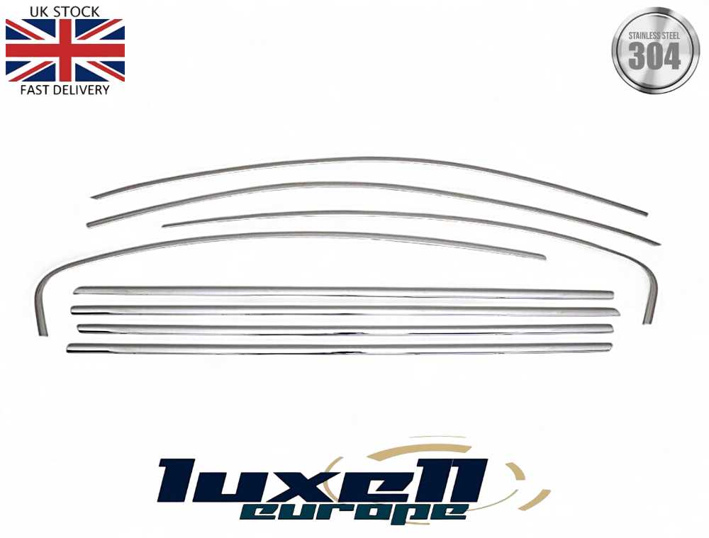 8 - Piece Stainless Steel Window Trim Strips for Passat B8.5 Saloon (2019 and Up) - Luxell Europe