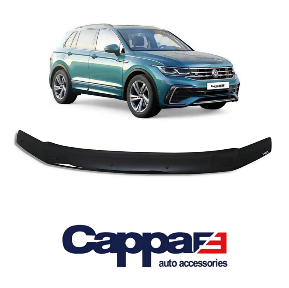 Black Bonnet Protector Bug Guard Wind Stone Deflector for VW Tiguan 2016-2021 - Luxell Europe