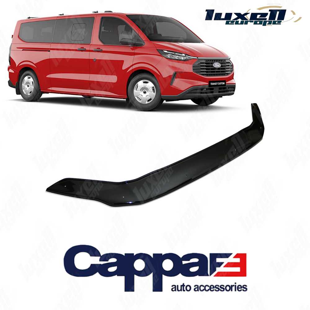 Black Bonnet Protector Stone Bug Deflector for Transit Tourneo Custom 2023+ - Luxell Europe