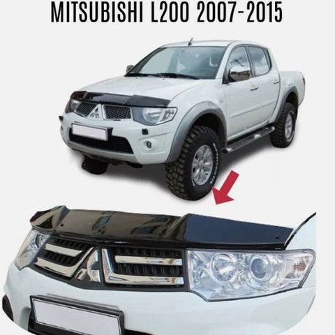 Black Bonnet Protector Stone Deflector for Mitsubishi L200 / Triton 2007 - 2015 - Luxell Europe