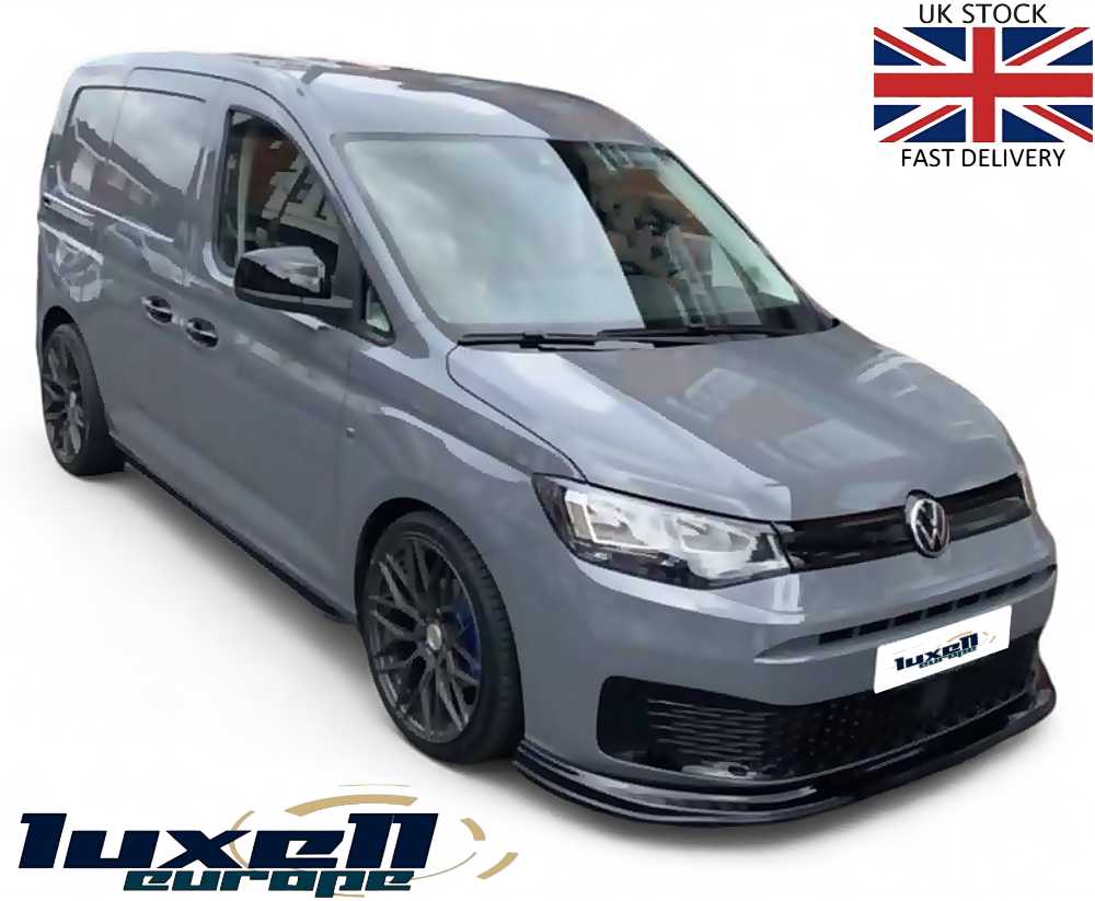 Black Front Bumper Lower Splitter Spoiler Lip for VW Caddy MK5 V (2020 - Up) - Luxell Europe