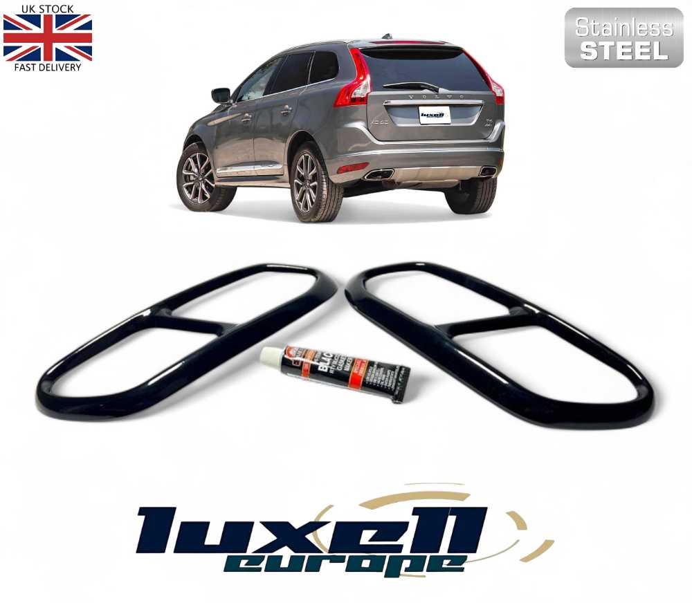 Black Stainless Steel Rear Muffler Exhaust Trim Frame for Volvo XC60 2013–2017 | Premium Fit & Stylish Finish - Luxell Europe