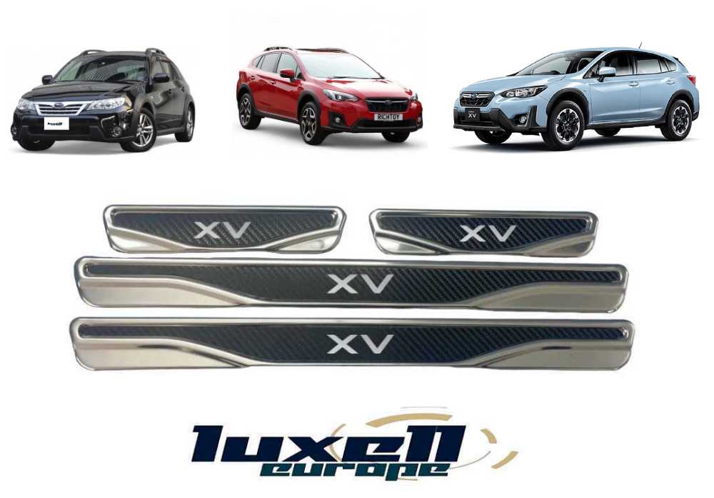 Chrome and Carbon Fiber Door Sill Scratch Guards For SUBARU XV 4 pcs (2011-2024) - Luxell Europe