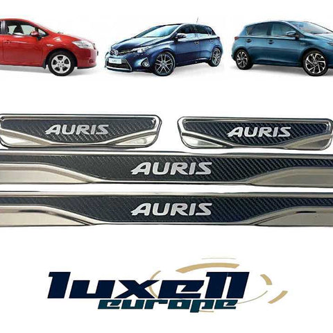Chrome and Carbon Fiber Door Sill Scratch Guards For TOYOTA AURIS 4 pcs (2006-2024) - Luxell Europe