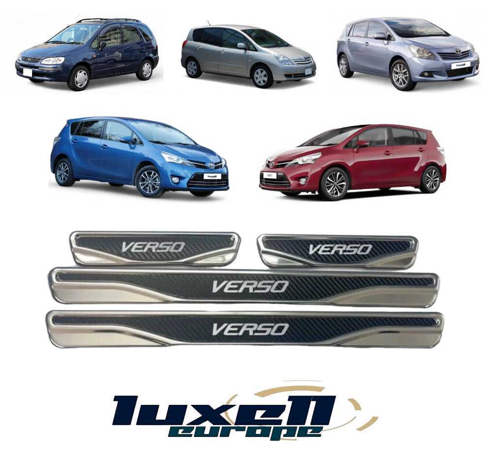 Chrome and Carbon Fiber Door Sill Scratch Guards For TOYOTA VERSO 4 pcs (1997-2024) - Luxell Europe