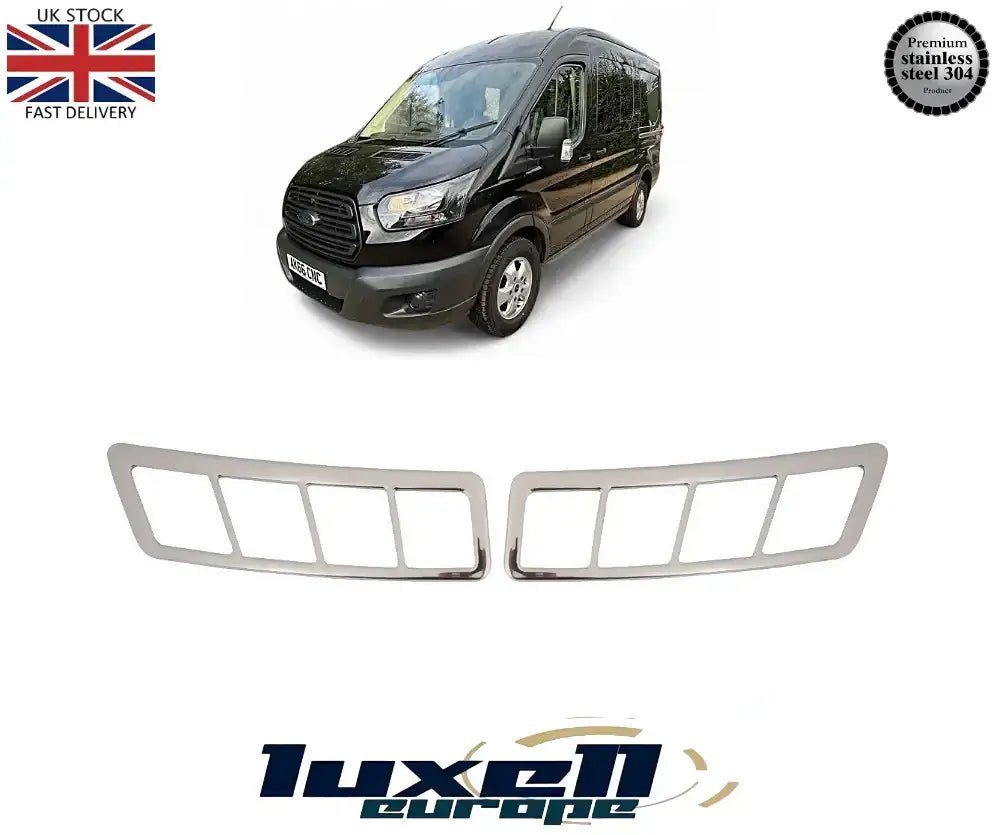 Chrome Bonnet Ventilation Hood Trim - 2 Pieces Stainless Steel for Transit MK8 (2014 - up) - Luxell Europe