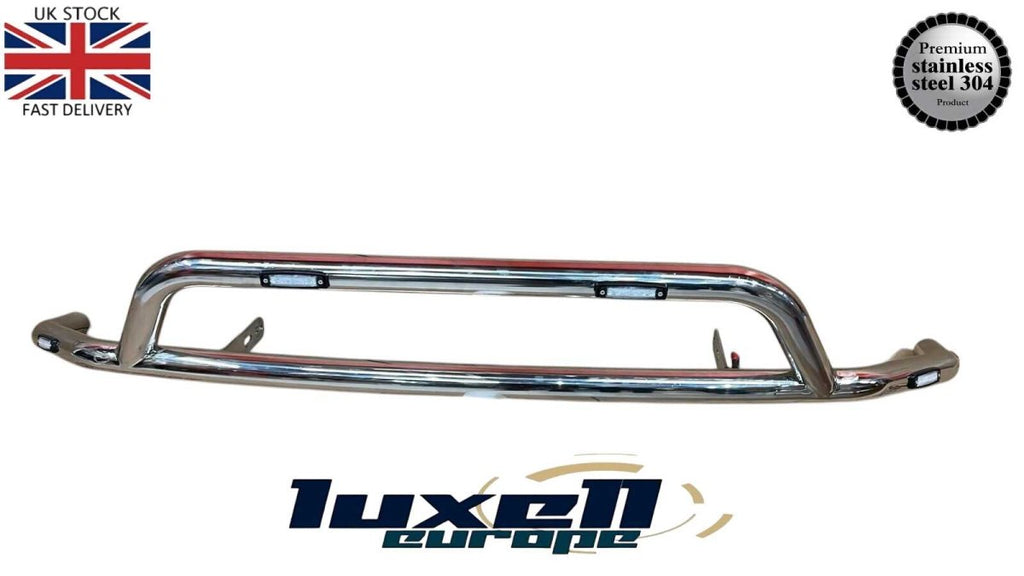 Chrome Bull Bar with LED Brake Lights - Stainless Steel for Ford Transit MK8 (2014 - 2018) - Luxell Europe