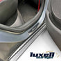 Chrome & Carbon Door Sill Scratch Guard Stainless Steel for All Ford Focus Models and Variants - Luxell Europe