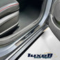 Chrome & Carbon Door Sill Scratch Guard Stainless Steel for All Ford Focus Models and Variants - Luxell Europe
