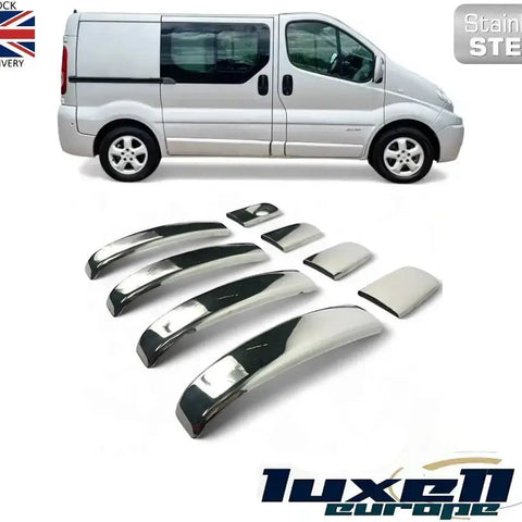 Chrome Door Handle Covers 4 Doors Stainless Steel for Vauxhall Vivaro, Renault Trafic, Nissan Primastar (2001 - 2014) - Luxell Europe