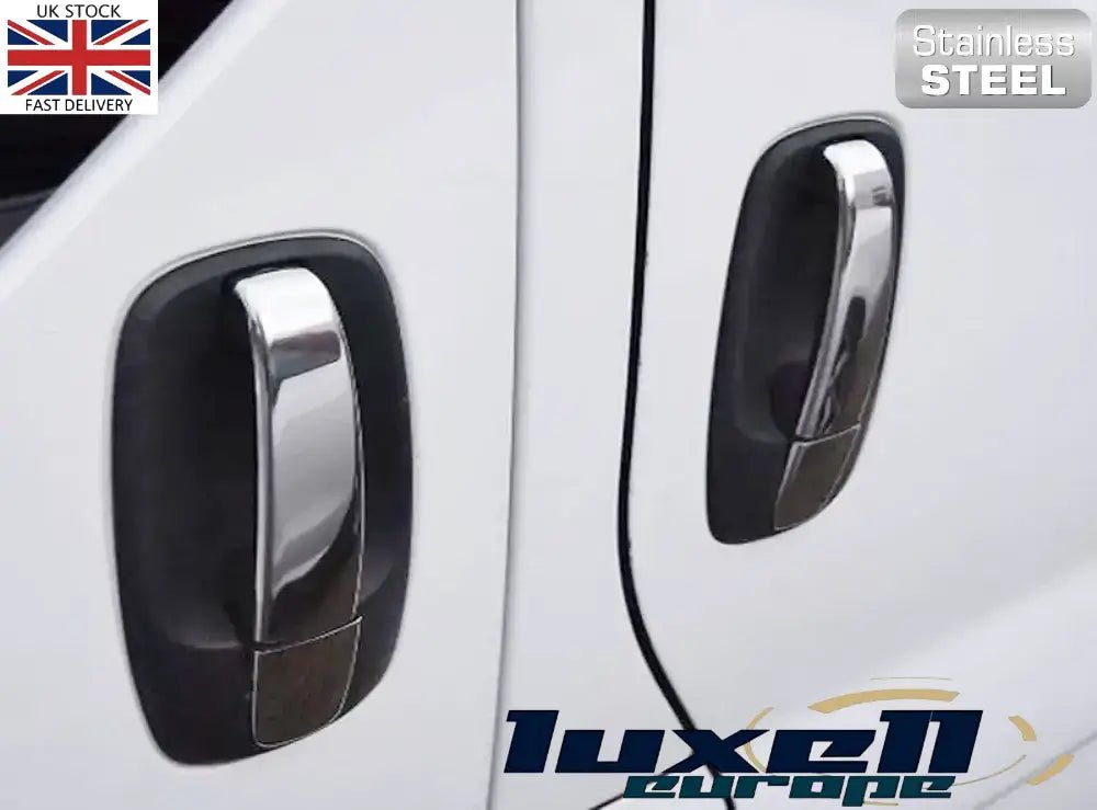 Chrome Door Handle Covers 4 Doors Stainless Steel for Vauxhall Vivaro, Renault Trafic, Nissan Primastar (2001 - 2014) - Luxell Europe