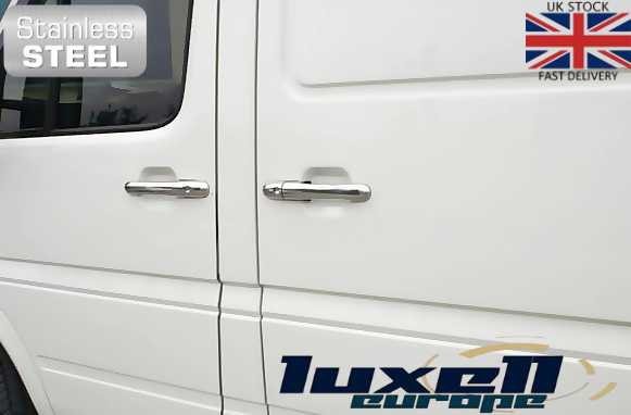 Chrome Door Handle Covers Stainless Steel Fits Mercedes Sprinter W906 (2006 - 2017) / VW Crafter (2006 - 2017) - Luxell Europe