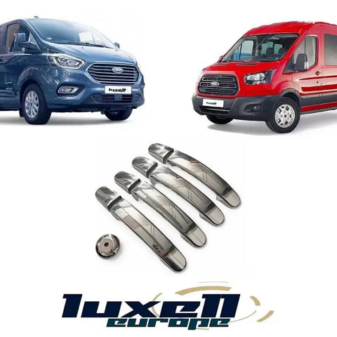 Chrome Exterior Door Handle Cover Set - 9 Pieces for Ford Transit MK8 (2014 - 2021) & Custom Tourneo (2012 - 2021) - 4 Door - Luxell Europe