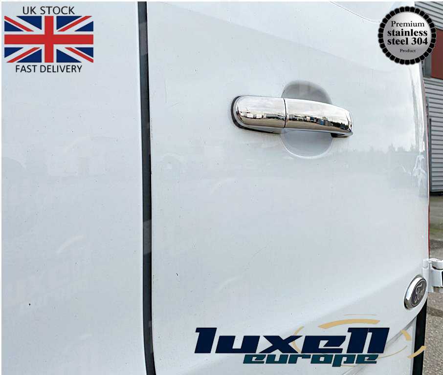 Chrome Exterior Door Handle Cover Set - 9 Pieces for Ford Transit MK8 (2014 - 2021) & Custom Tourneo (2012 - 2021) - 4 Door - Luxell Europe