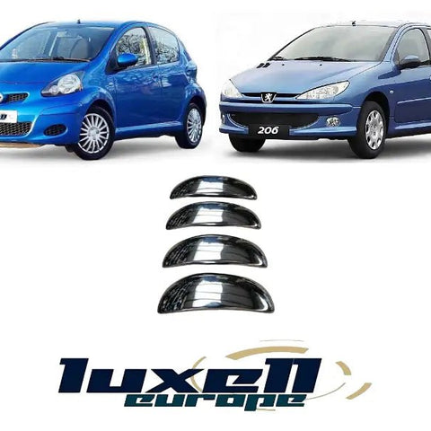 Chrome Exterior Door Handle Cover Set for Citroen C1, Toyota Aygo, Peugeot 206 (4-Door, 4 Pieces) - Luxell Europe