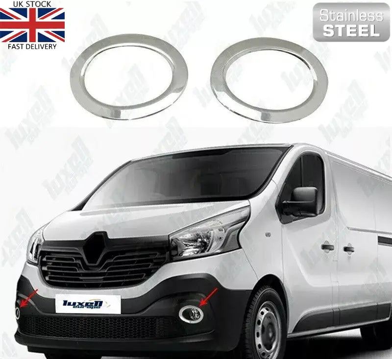 Chrome Fog Light Cover 2pcs Stainless Steel For Renault Trafic X82 2014 - 2023 - Luxell Europe