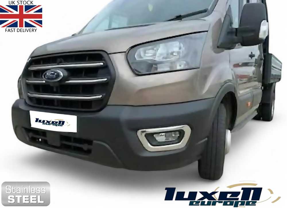 Chrome Fog Light Lamp Cover Surrounds Trim (2 Pcs) - Fits Ford Transit MK8 (2019 - Up) - Luxell Europe