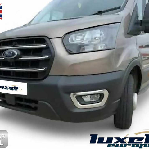 Chrome Fog Light Lamp Cover Surrounds Trim (2 Pcs) - Fits Ford Transit MK8 (2019 - Up) - Luxell Europe