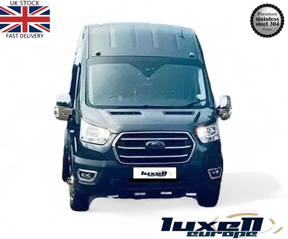 Chrome Fog Light Lamp Cover Surrounds Trim (2 Pcs) - Fits Ford Transit MK8 (2019 - Up) - Luxell Europe