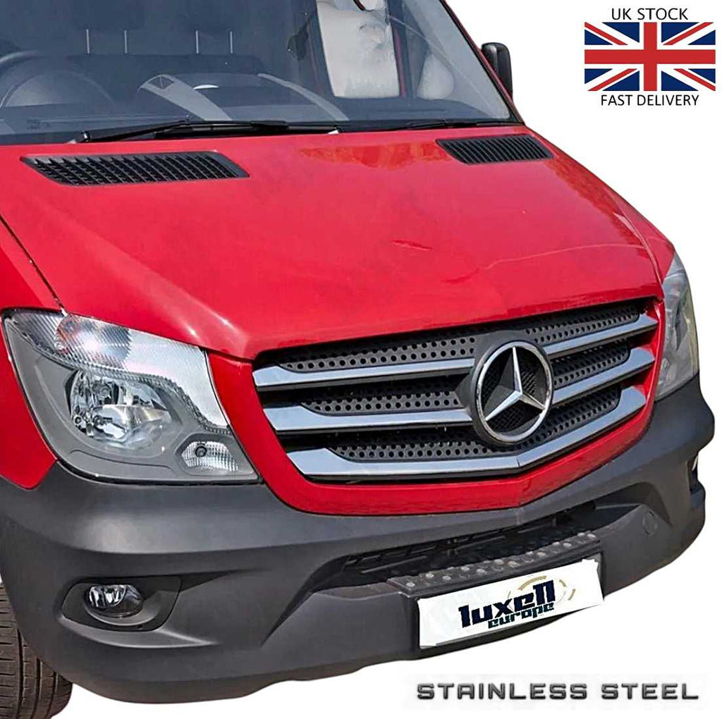 Chrome Front Grill Streamers Set - Stainless Steel 5 Pcs - Fits Mercedes Sprinter W907 (2018+) - Luxell Europe