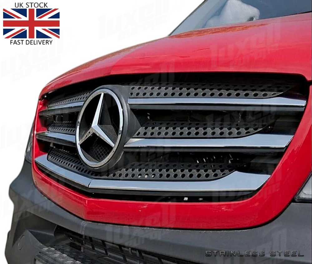 Chrome Front Grill Streamers Set - Stainless Steel 5 Pcs - Fits Mercedes Sprinter W907 (2018+) - Luxell Europe