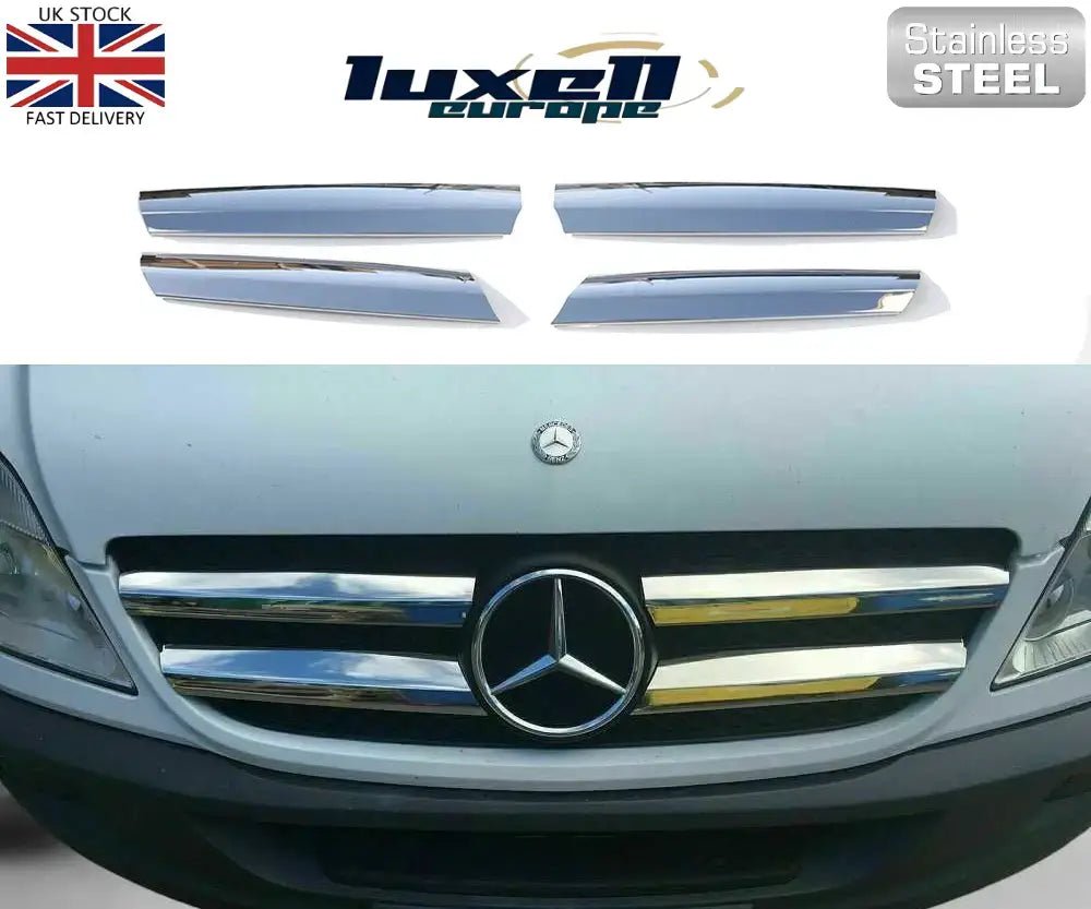 Chrome Front Grille Trim Streamer Set (4 Pcs) - Fits Mercedes Sprinter W906 (2006 - 2012) - Luxell Europe