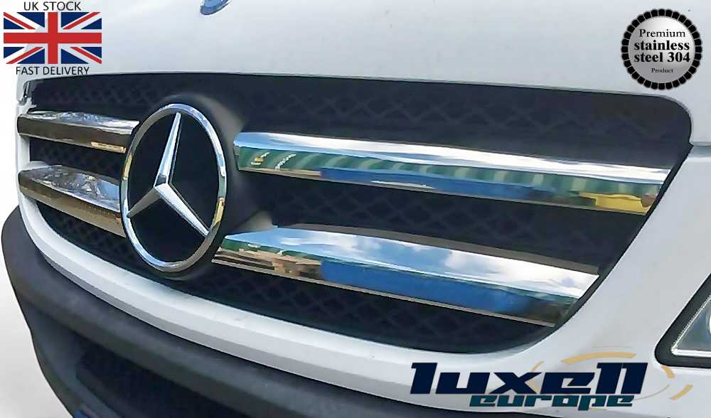 Chrome Front Grille Trim Streamer Set (4 Pcs) - Fits Mercedes Sprinter W906 (2006 - 2012) - Luxell Europe