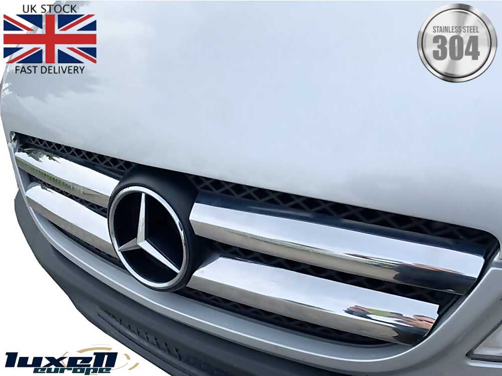 Chrome Front Grille Trim Streamer Set (4 Pcs) - Fits Mercedes Sprinter W906 (2006 - 2012) - Luxell Europe