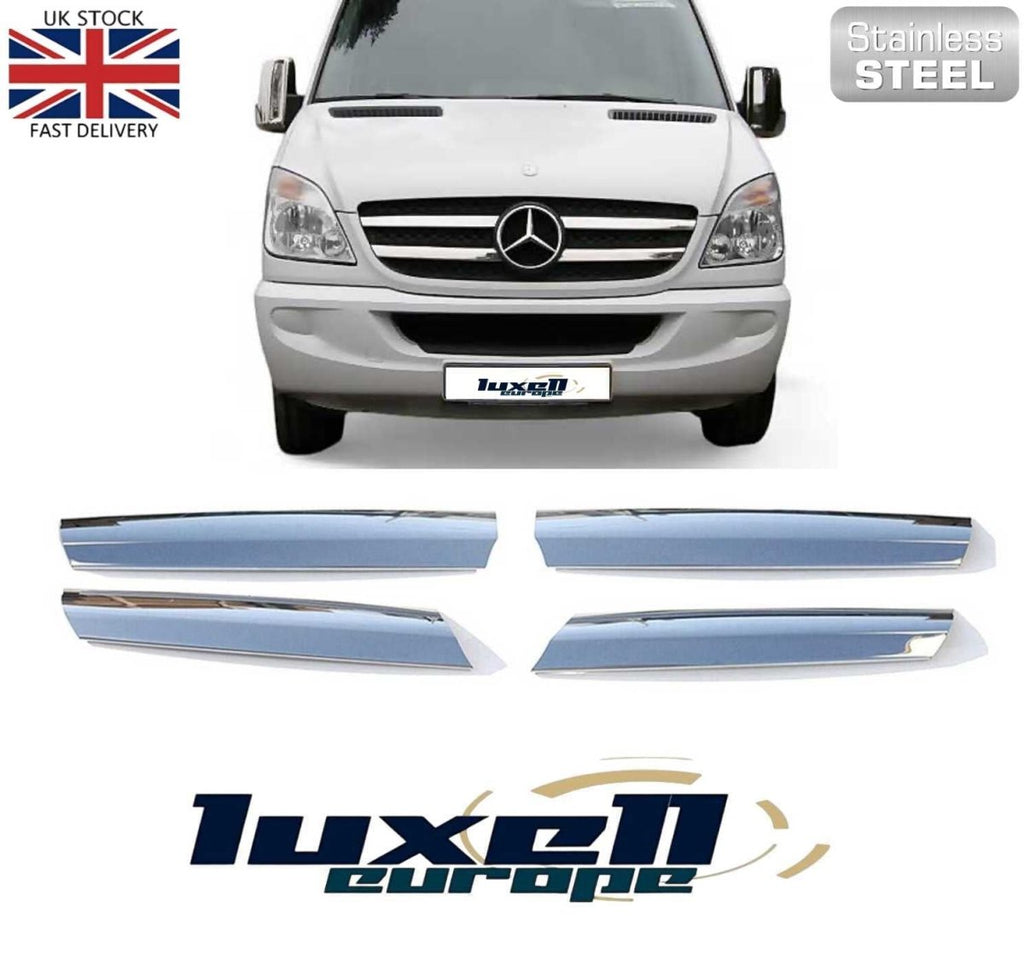 Chrome Front Grille Trim Streamer Set (4 Pcs) - Fits Mercedes Sprinter W906 (2006 - 2012) - Luxell Europe