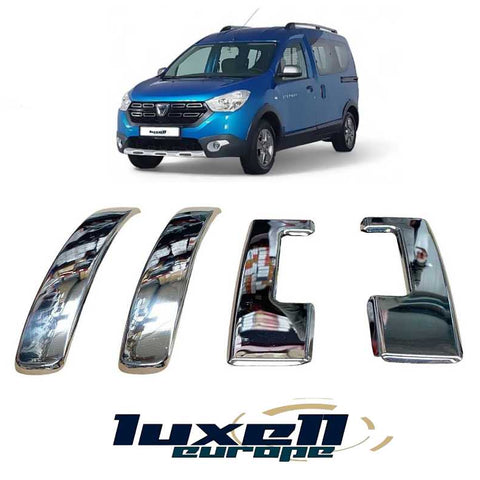 Chrome Plated Exterior Door Handle Cover (4 Door) for Dacia Dokker 2012-2021 - Luxell Europe