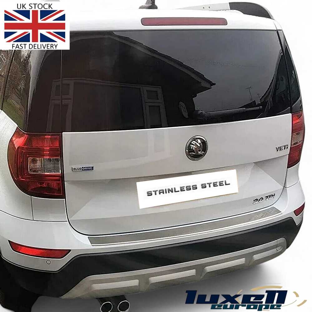 Chrome Plated Stainless Steel Rear Bumper Protector for Skoda Yeti MK2 (2009 - 2017) - Sill Scratch Guard - Luxell Europe