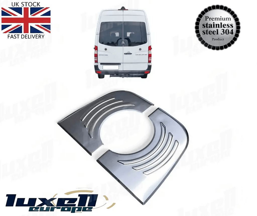 Chrome Rear Logo Frame - 2 Pieces Stainless Steel for Mercedes Sprinter W906 & Crafter (2006 - 2017) - Luxell Europe