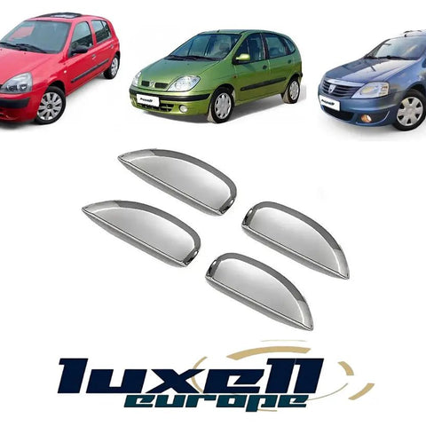 Chrome Side Door Handle Cover Set for R. Logan, Clio, Scenic, Megane (4-Door) - Compatible Models - Luxell Europe