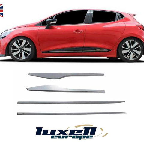 Chrome Side Door Strips for Renault Clio MK4 (2012 - 2019) | 4 - Piece Streamer Trim Set - Luxell Europe