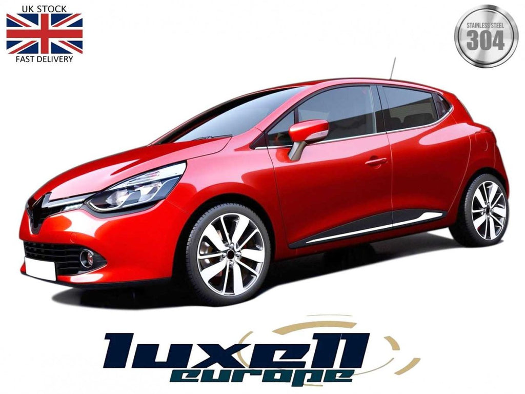 Chrome Side Door Strips for Renault Clio MK4 (2012 - 2019) | 4 - Piece Streamer Trim Set - Luxell Europe