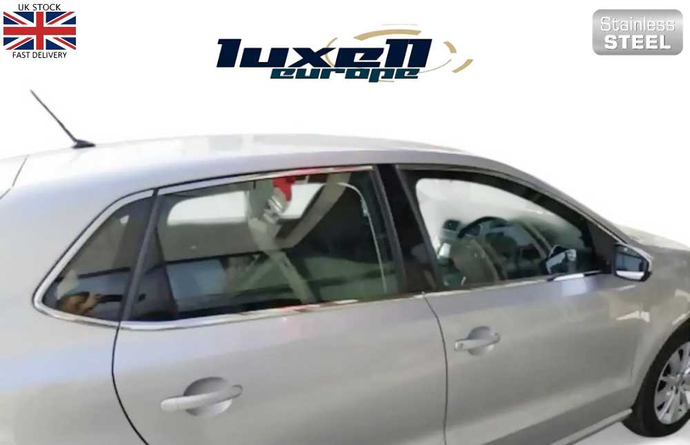 Chrome Window Frame Trim Set – Fits VW Polo 6R / 6C Hatchback (2013–2017) – 12 Pcs Stainless Steel - Luxell Europe